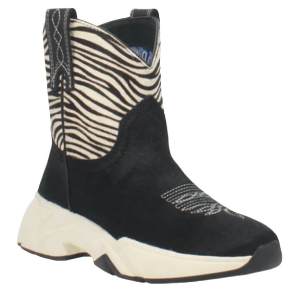 Dingo Women’s Safari Zebra Calf Hair Leather Sneaker Booties NIB - Picture 1 of 16